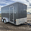 Charcoal 2025 Prairie Road 7'x14' Sport Cargo Trailer Tandem Charcoal Ramp