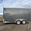 Charcoal 2025 Prairie Road 7'x14' Sport Cargo Trailer Tandem Charcoal Ramp