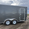 Charcoal 2025 Prairie Road 7'x14' Sport Cargo Trailer Tandem Charcoal Ramp