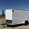 White 2025 Prairie Road 6'x12' Cargo Trailer Single Axle Ramp - V Nose  -