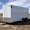 White 2026 Prairie Road 7'x14' Cargo Trailer Tandem White Ramp Door - V Nose  -