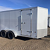 White 2026 Prairie Road 7'x14' Cargo Trailer Tandem White Ramp Door - V Nose  -