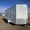White 2026 Prairie Road 7'x14' Cargo Trailer Tandem White Ramp Door - V Nose  -