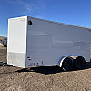 White 2026 Prairie Road 7'x14' Cargo Trailer Tandem White Ramp Door - V Nose  -