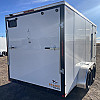 White 2026 Prairie Road 7'x14' Cargo Trailer Tandem White Ramp Door - V Nose  -