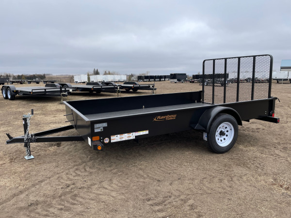 Black 2026 Rainbow Trailers 7'x12' Express Utility Trailer Solid Sides