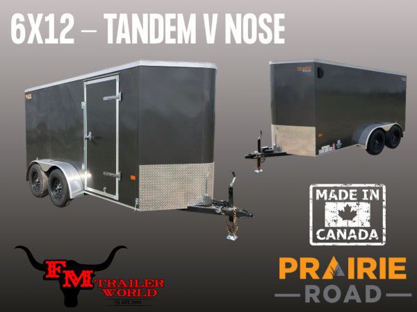 Charcoal 2026 Prairie Road 6'x12' Cargo Trailer Single Axle Ramp - V Nose -