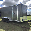 Charcoal 2026 Prairie Road 7'x14' Cargo Trailer Tandem Charcoal Barn Doors