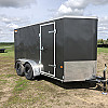 Charcoal 2026 Prairie Road 6'x12' Cargo Trailer Tandem Ramp Door - V Nose  -