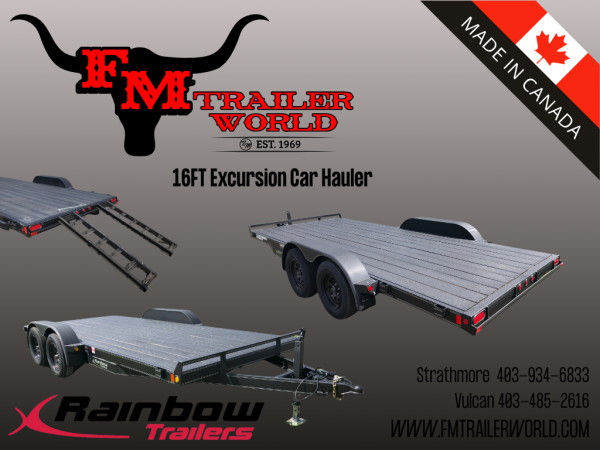 Black 2026 Rainbow Trailers 16' Excursion Car & Equipment Trailer