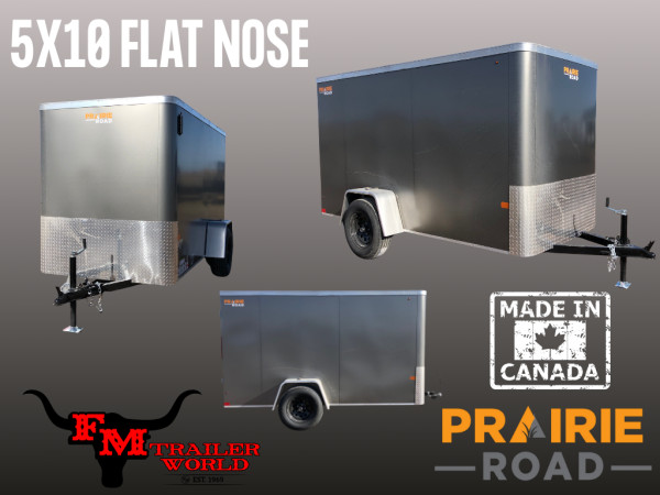 Charcoal 2026 Prairie Road 5'x10' Cargo Trailer Single Axle Charcoal Barn Door
