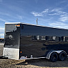Black 2026 Prairie Road 7'x16' Cargo Trailer Tandem V Nose Black Barn Door