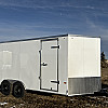 White 2026 Prairie Road 8.5'x16' Cargo Trailer Tandem White Barn Door - V Nose  -