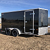 Black 2026 Prairie Road 7'x14' Cargo Trailer Tandem Black Barn Door - V Nose  -