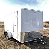 White 2026 Prairie Road 7'x14'Cargo Trailer Tandem White Ramp Door