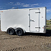 White 2026 Prairie Road 7'x14' Cargo Trailer Tandem White Barn Doors