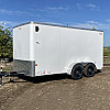 White 2026 Prairie Road 7'x14' Cargo Trailer Tandem White Barn Doors