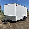 White 2026 Prairie Road 7'x14' Cargo Trailer Tandem White Barn Doors