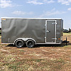 Charcoal 2026 Prairie Road 7'x16' Cargo Trailer Tandem V Nose Charcoal Barn Door