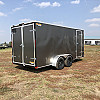 Charcoal 2026 Prairie Road 7'x16' Cargo Trailer Tandem V Nose Charcoal Barn Door