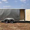 Charcoal 2026 Prairie Road 7'x16' Cargo Trailer Tandem V Nose Charcoal Barn Door