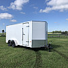 White 2026 Prairie Road 7'x16' Cargo Trailer Tandem V Nose White Ramp Door