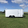 White 2026 Prairie Road 7'x16' Cargo Trailer Tandem V Nose White Ramp Door