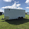White 2026 Prairie Road 7'x16' Cargo Trailer Tandem V Nose White Ramp Door