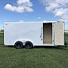 White 2026 Prairie Road 7'x16' Cargo Trailer Tandem V Nose White Ramp Door