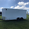 White 2026 Prairie Road 7'x16' Cargo Trailer Tandem V Nose White Ramp Door