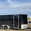 Black 2026 Prairie Road 7'x16' Cargo Trailer Tandem V Nose Black Barn Door