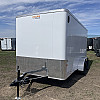 White 2026 Prairie Road 7'x14' Cargo Trailer Tandem White Barn Doors