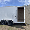 White 2026 Prairie Road 7'x14' Cargo Trailer Tandem White Barn Doors