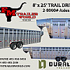 2026 Duralite 8'x25' Trail Drive (96"X25') Aluminum Stock Trailer 54" Wide Side Door