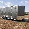 Charcoal 2026 Prairie Road 7'x16' Cargo Trailer Tandem V Nose Charcoal Ramp Door