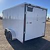 White 2026 Prairie Road 7'x14' Cargo Trailer Tandem White Ramp Door - V Nose  -