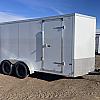 White 2026 Prairie Road 7'x14' Cargo Trailer Tandem White Ramp Door - V Nose  -