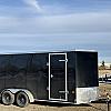 Black 2026 Prairie Road 7'x16' Cargo Trailer Tandem V Nose Black Barn Door