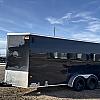 Black 2026 Prairie Road 7'x16' Cargo Trailer Tandem V Nose Black Barn Door