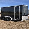 Black 2026 Prairie Road 7'x14' Cargo Trailer Tandem Black Ramp Door - V Nose  -