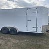 White 2026 Prairie Road 7'x16' Cargo Trailer Tandem V Nose White Ramp Door