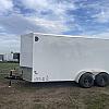 White 2026 Prairie Road 7'x16' Cargo Trailer Tandem V Nose White Ramp Door