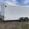 White 2026 Prairie Road 7'x16' Cargo Trailer Tandem V Nose White Ramp Door