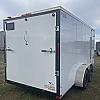 White 2026 Prairie Road 7'x16' Cargo Trailer Tandem V Nose White Ramp Door