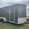 Charcoal 2026 Prairie Road 7'x16' Cargo Trailer Tandem V Nose Charcoal Ramp Door