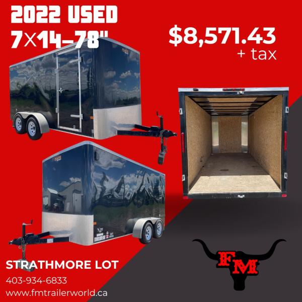 Black 2022 Prairie Road USED 7'x14' Cargo Trailer Tandem Black Barn Doors