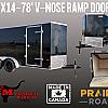 Black 2027 Prairie Road 7'x14' Cargo Trailer Tandem Black Ramp Door - V Nose  -