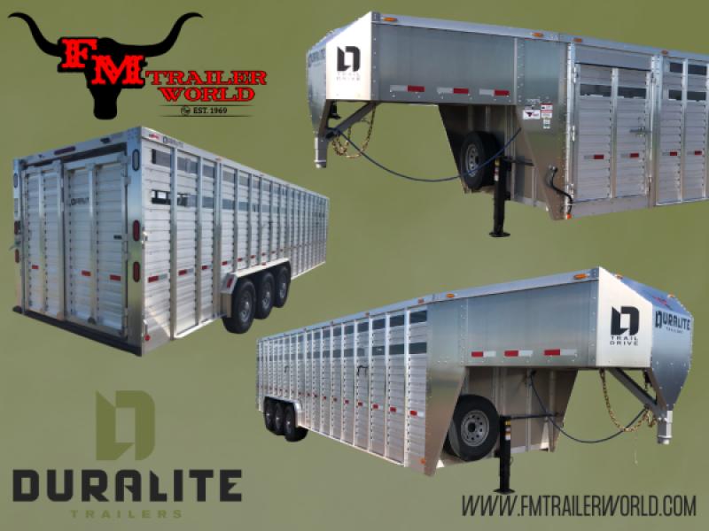 2027 Duralite 7.5x30' Trail Drive (90") Aluminum Stock Trailer Wide Side Door