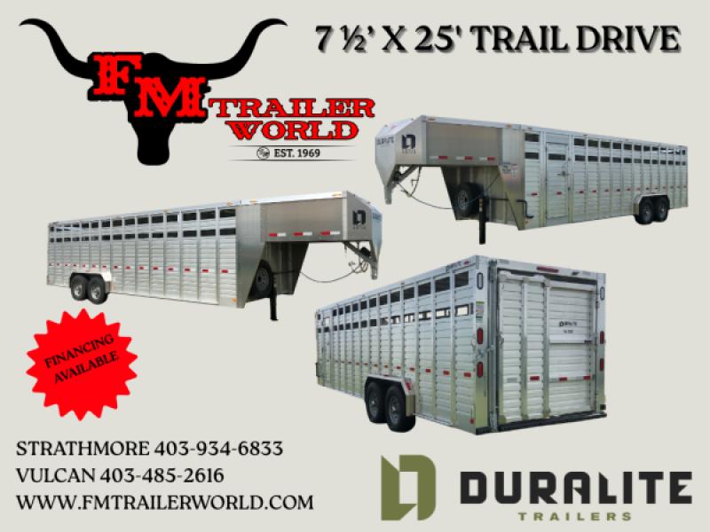 2027 Duralite 7.5 x25' Trail Drive (90") Aluminum Stock Trailer