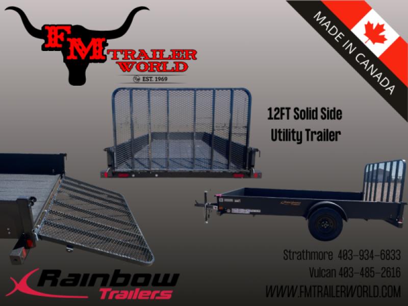 Black 2027 Rainbow Trailers 7'x12' Express Utility Trailer Solid Sides